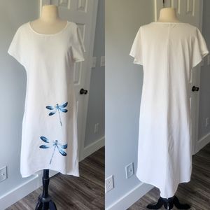 Misslook Dragonfly Print White Midi Dress